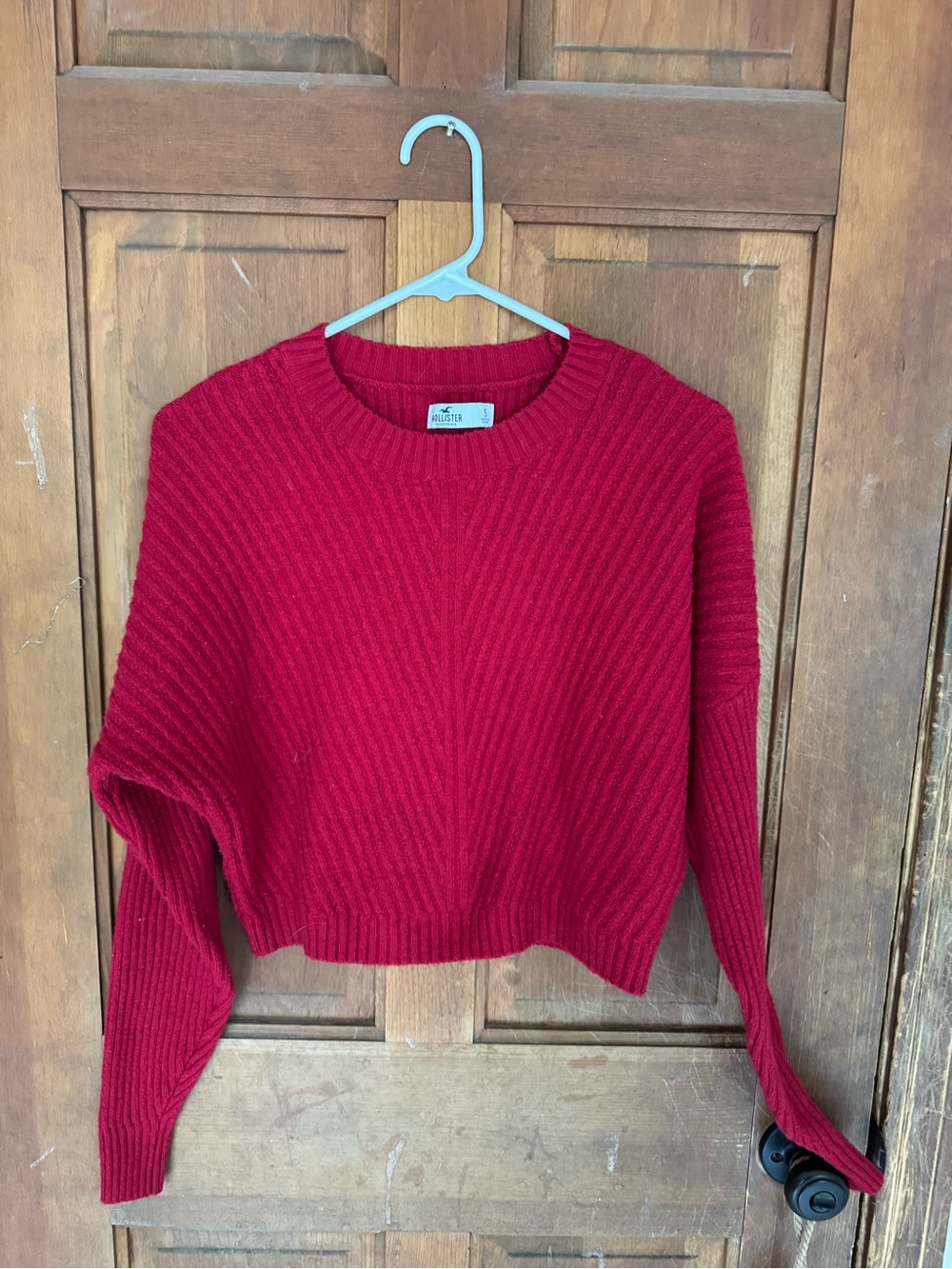 Hollister  Red Ribbed Crewneck Sweater